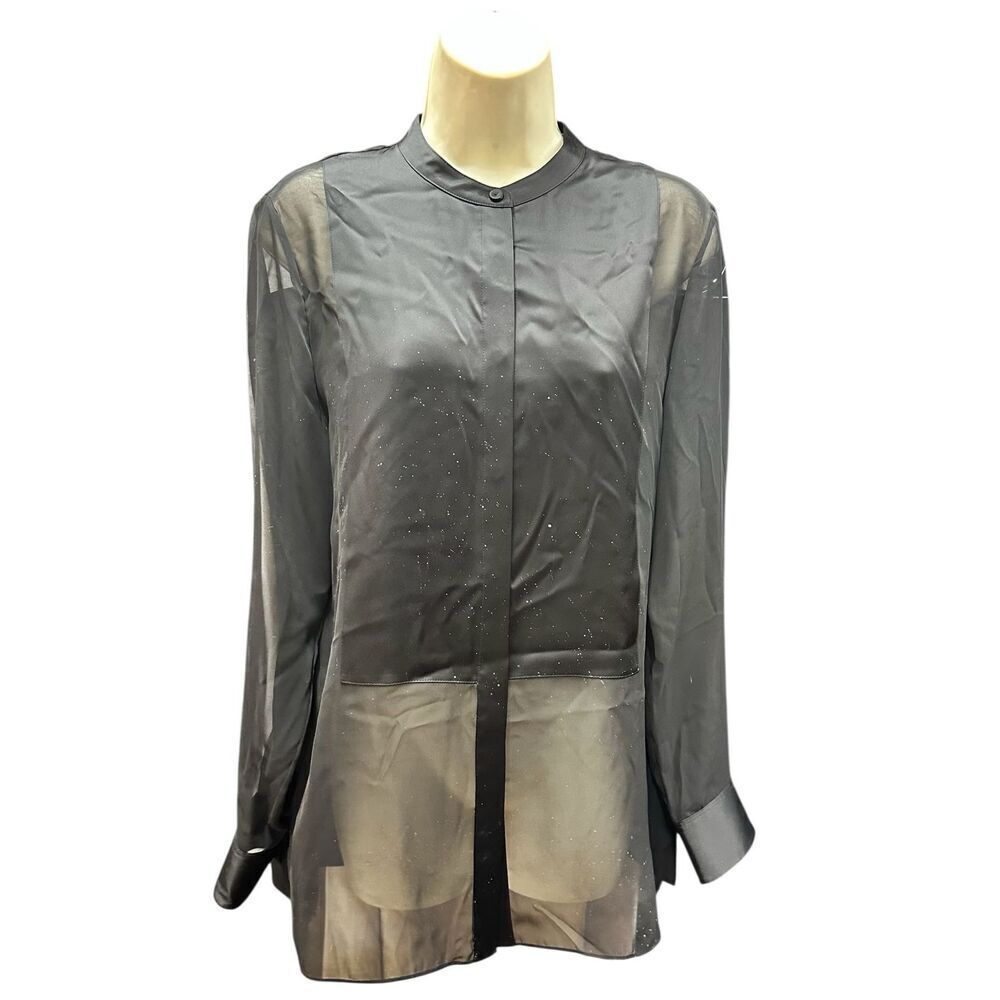 Theory Sheer Blouse in Black NWT Size Medium